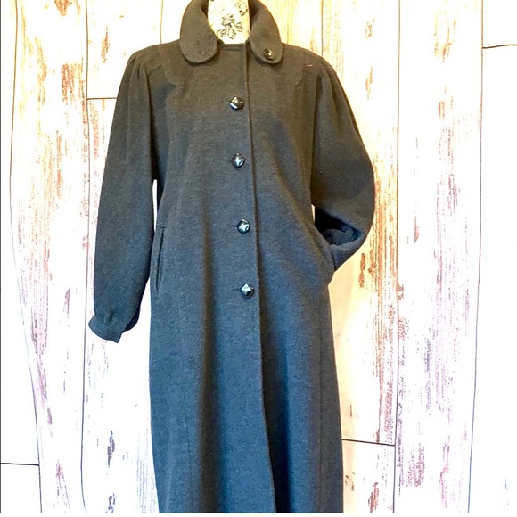 Vintage gray wool blend long button down overcoat size 7 mint condition fits S/M